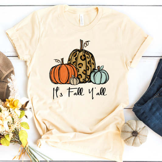 It's Fall Y'all Leopard Print Pumpkin T-shirt