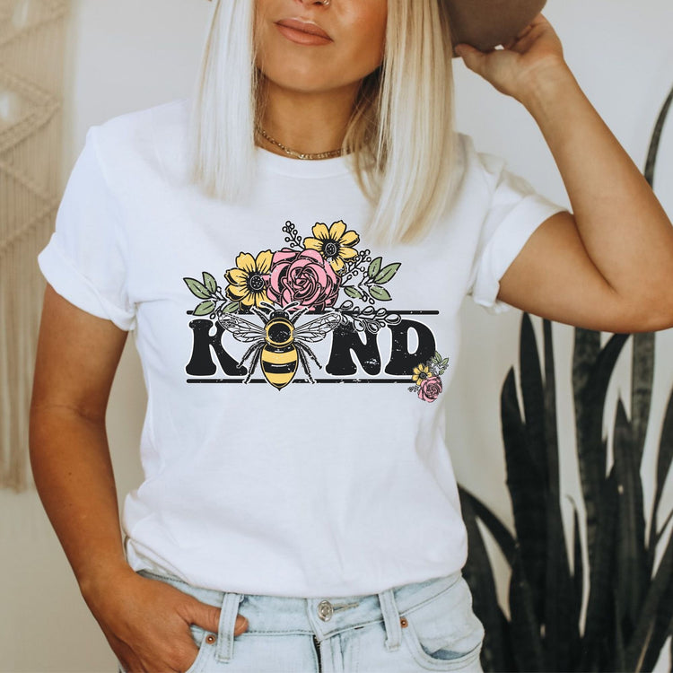 Be Kind Floral Bee Graphic T-shirt