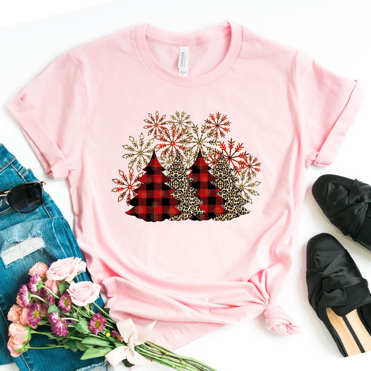 Red Plaid Christmas Trees T-Shirt - Unisex Fit