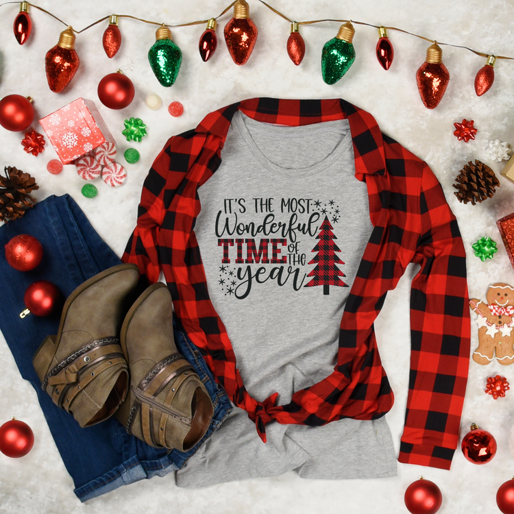 Buffalo Christmas Trees Wonderful Time of the Year T-Shirt